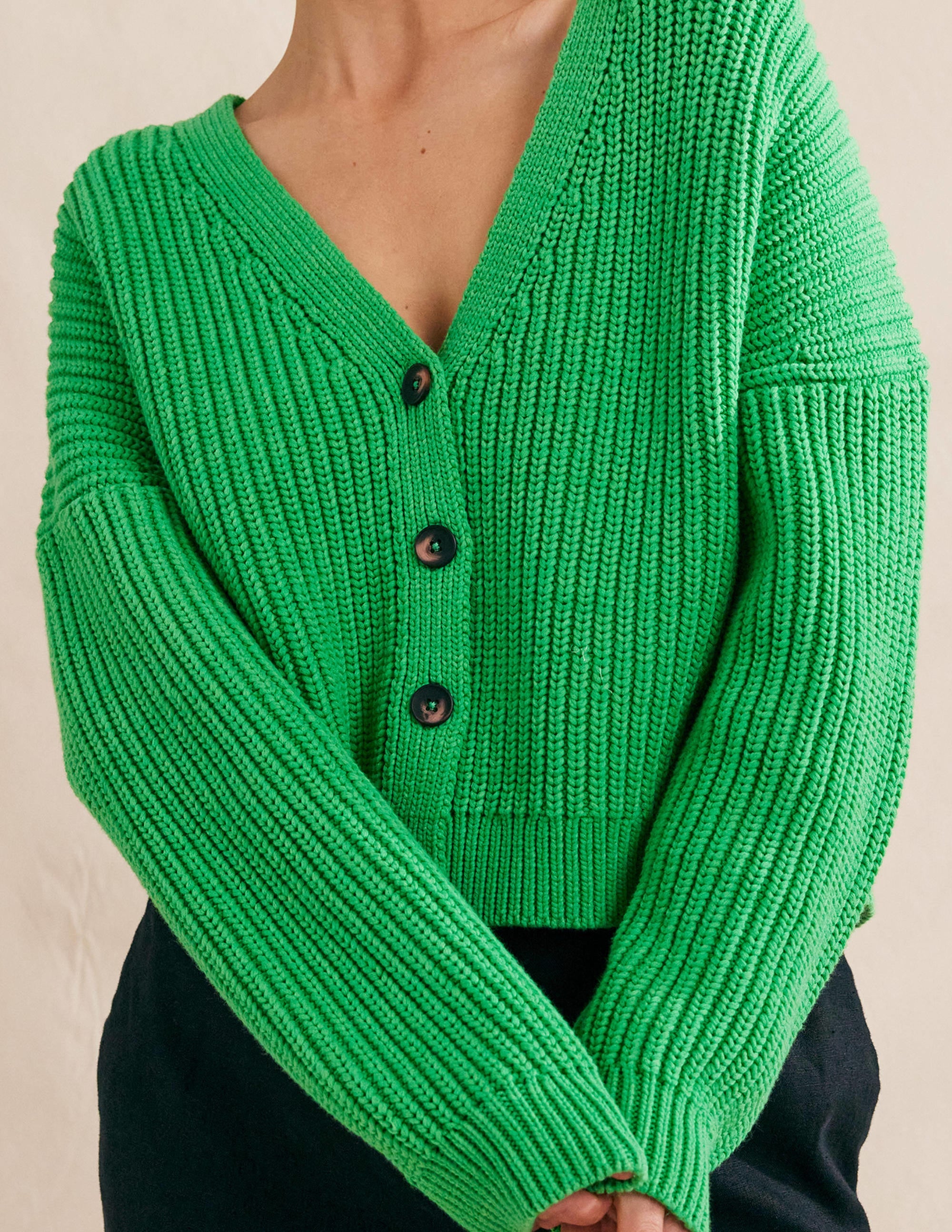 Oversize-Rippstrick-Cardigan-Hellgrün - Image 2