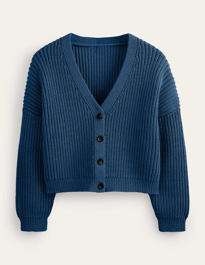 Oversize-Rippstrick-Cardigan-Marineblau