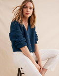 Gilet côtelé oversize-Bleu marine