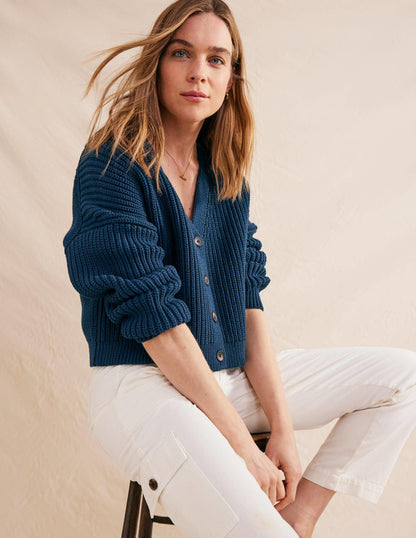 Oversize-Rippstrick-Cardigan-Marineblau