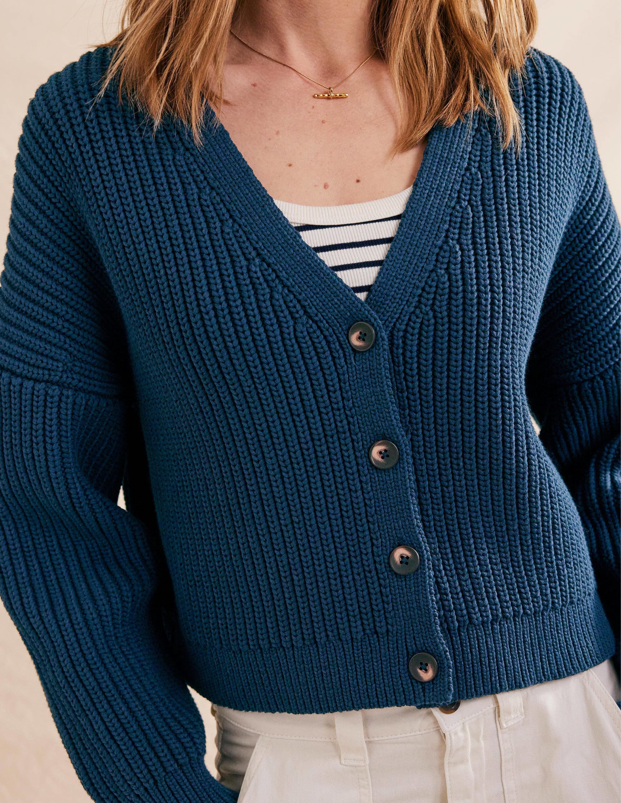 Gilet côtelé oversize-Bleu marine - Image 2