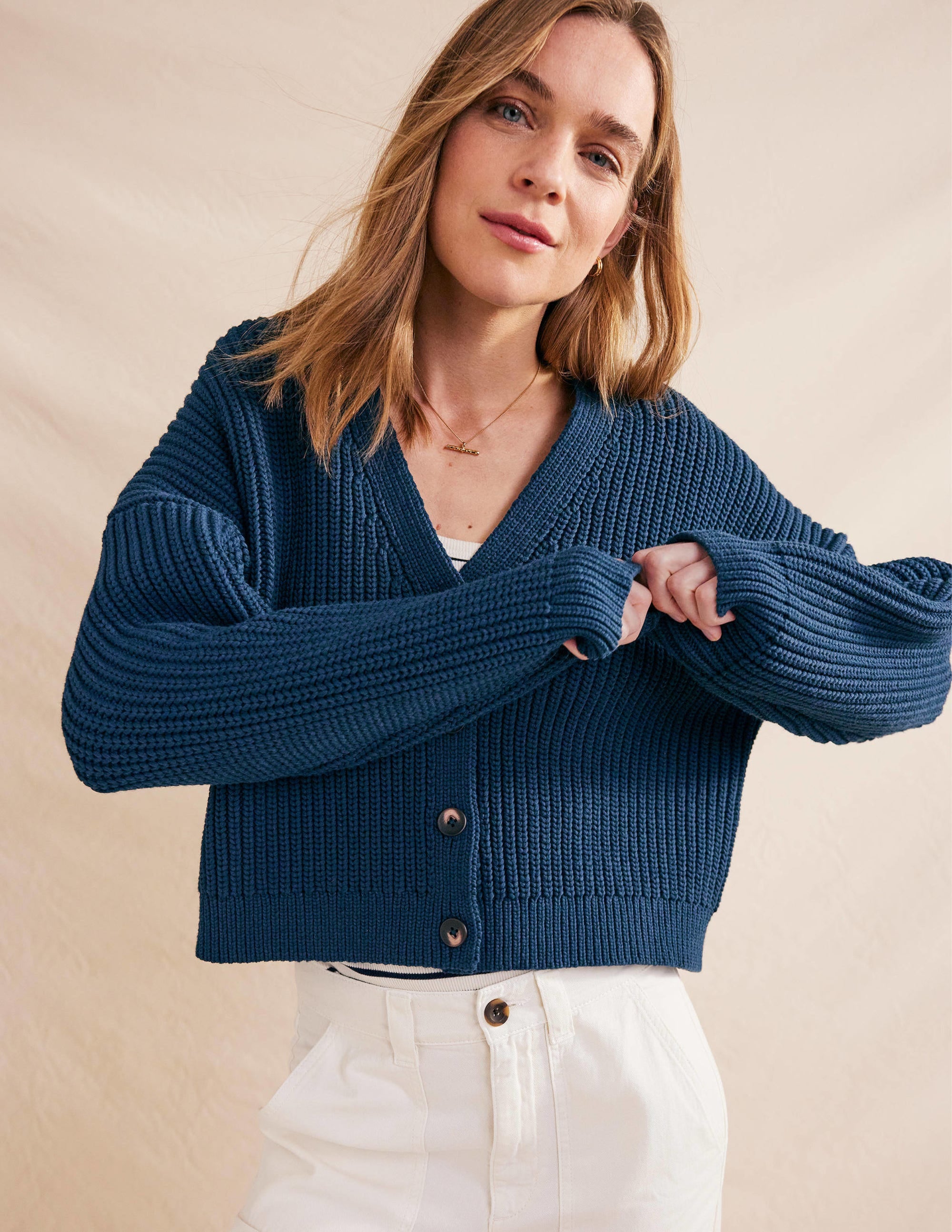 Gilet côtelé oversize-Bleu marine - Image 4