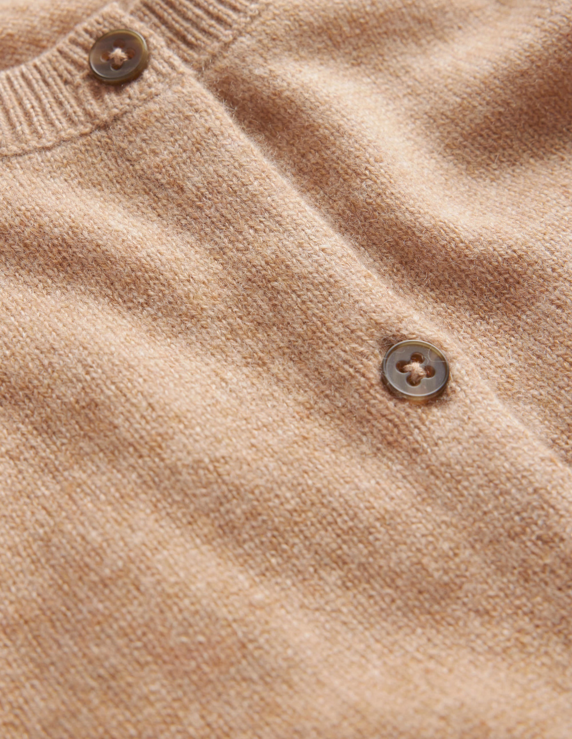 Kurze Strickjacke aus Kaschmir mit Rundhalsausschnitt-Kamelbraun Melange - Image 7