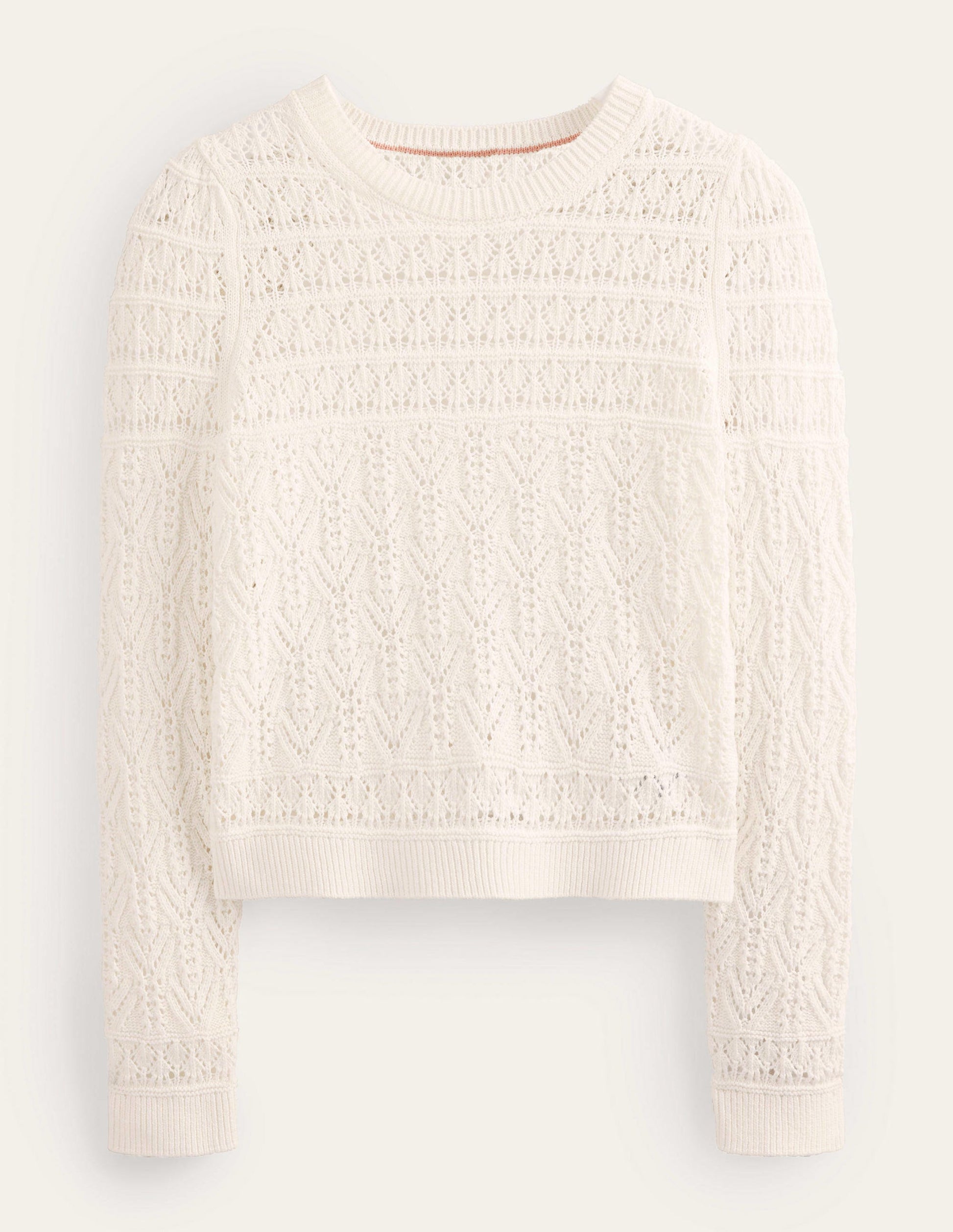 Pointelle Cotton Jumper-Warm Ivory-5