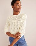 Pointelle Cotton Jumper-Warm Ivory