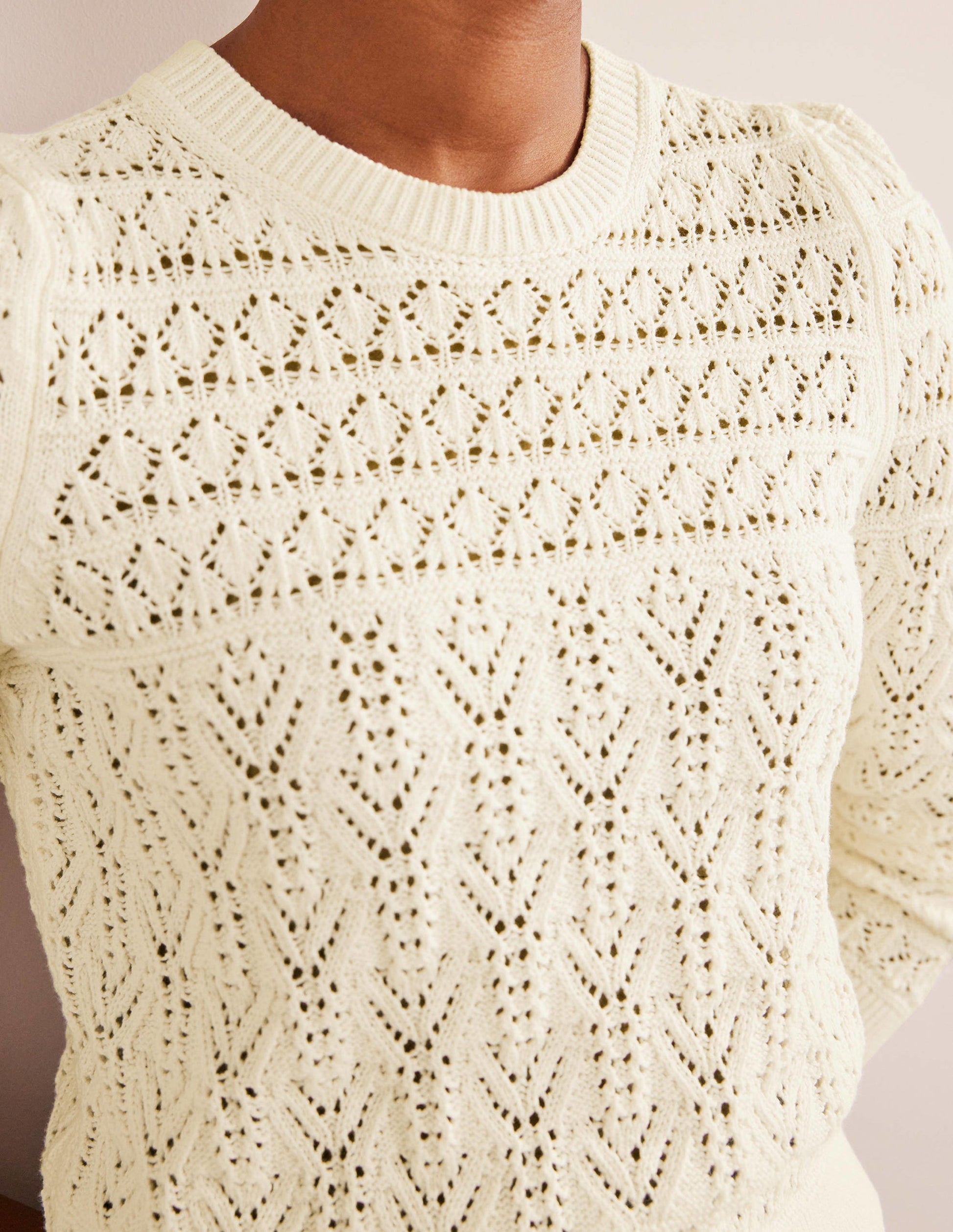 Pointelle Cotton Jumper-Warm Ivory-2
