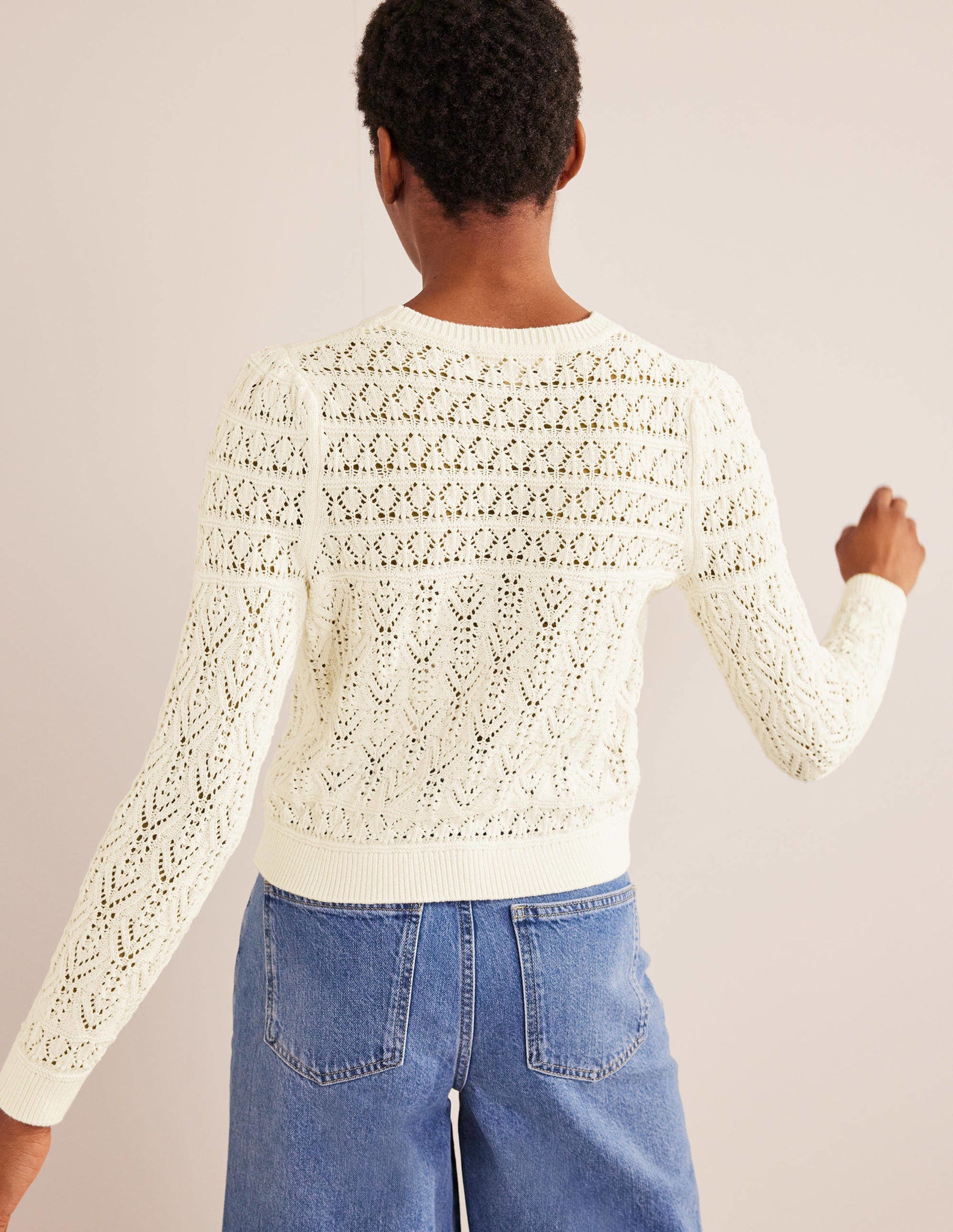 Pointelle Cotton Jumper-Warm Ivory-3