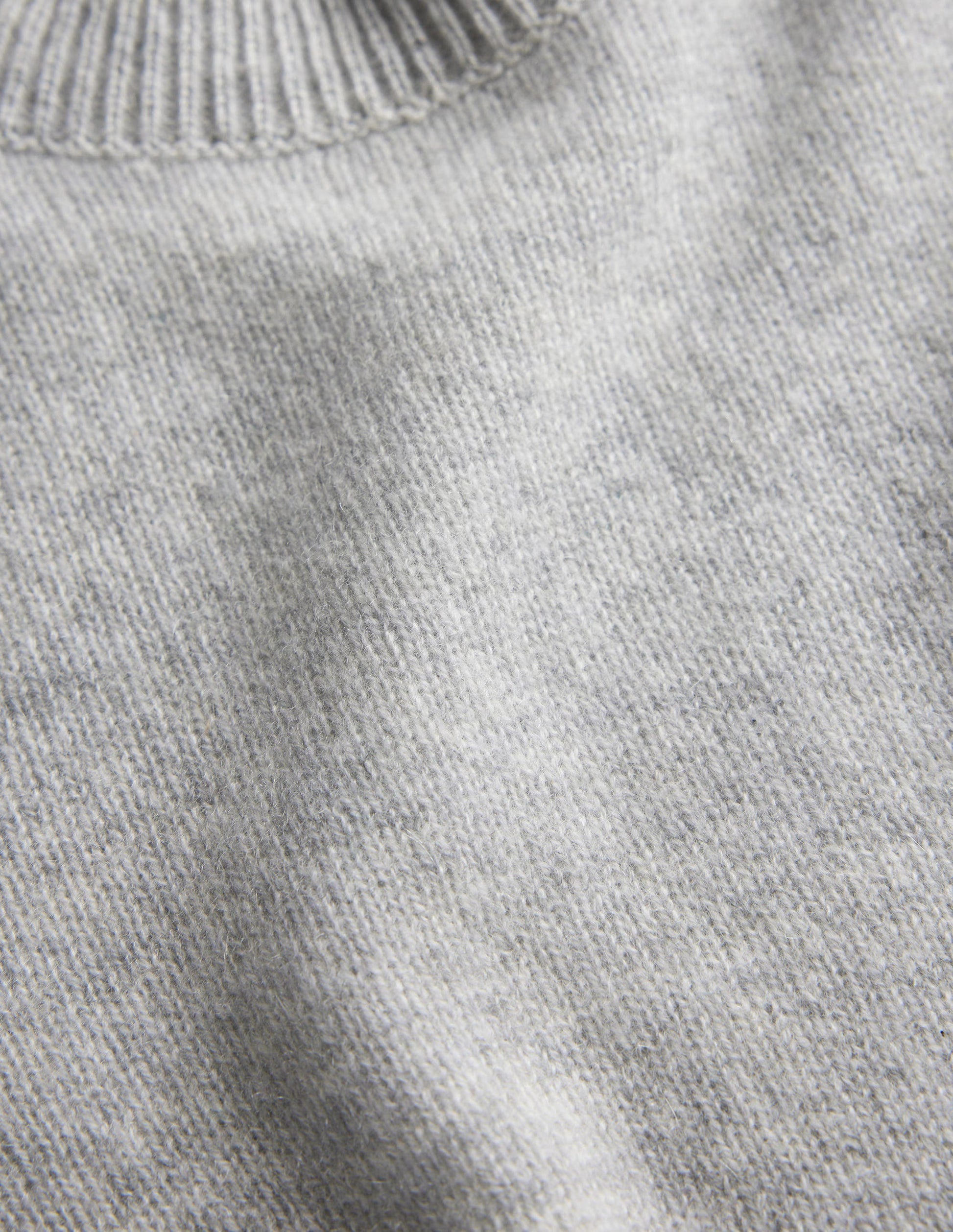 Kurzes Kaschmir-T-Shirt-Blassgrau meliert-6