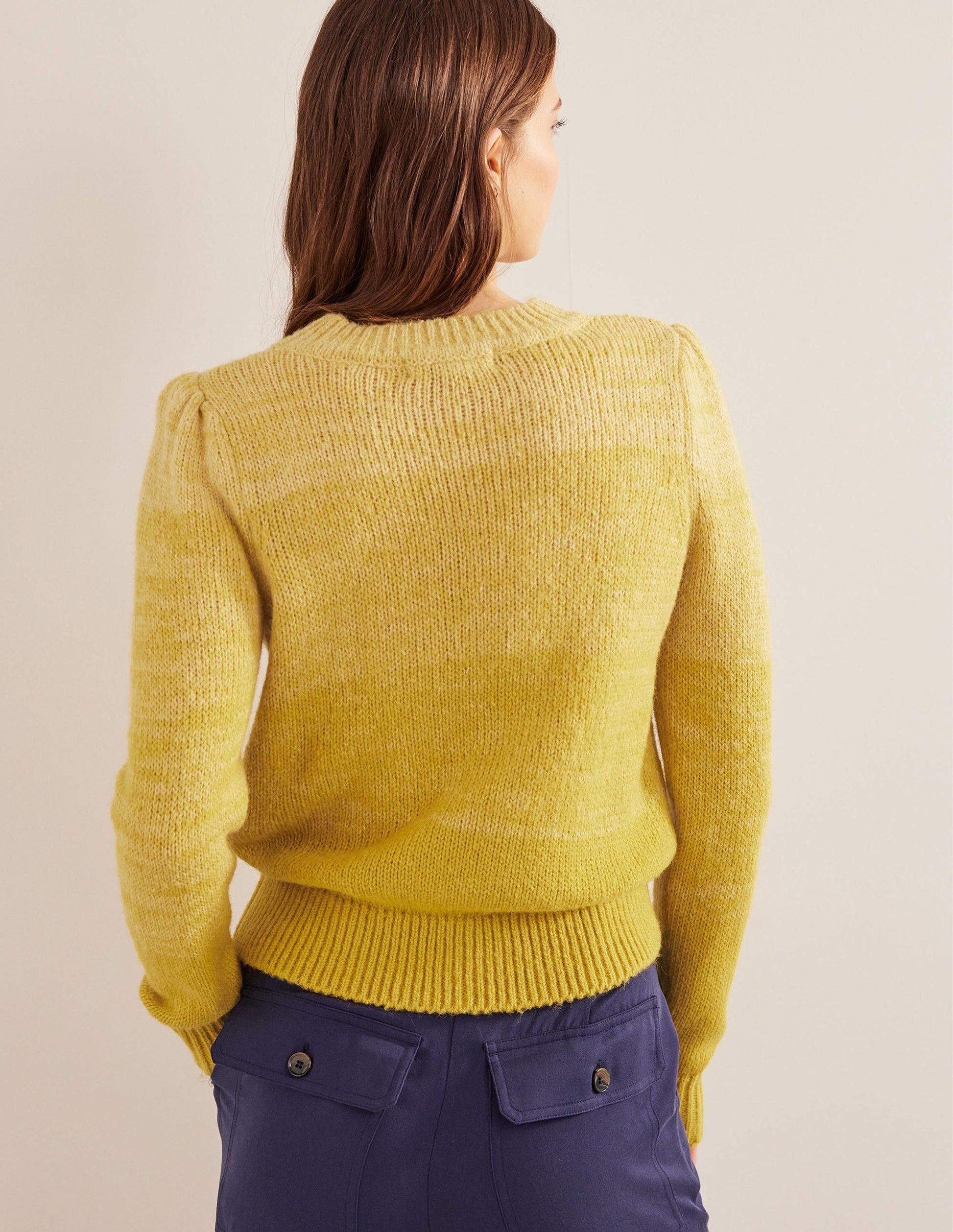 Pull duveteux-Dégradé jaune-3