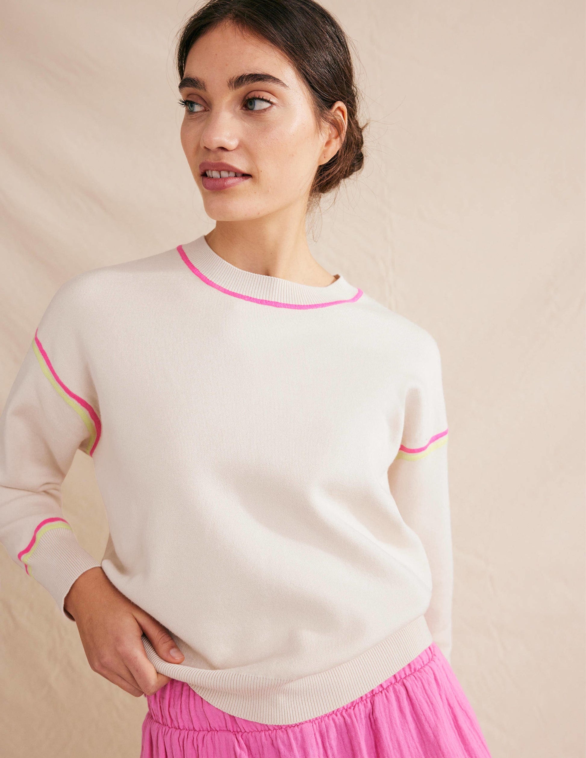 Sweat en maille-Ivoire chaud-1