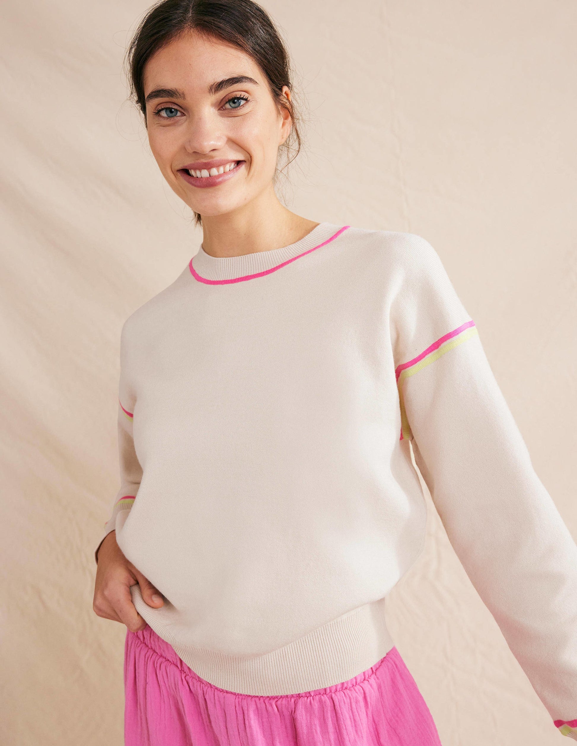 Sweat en maille-Ivoire chaud-4