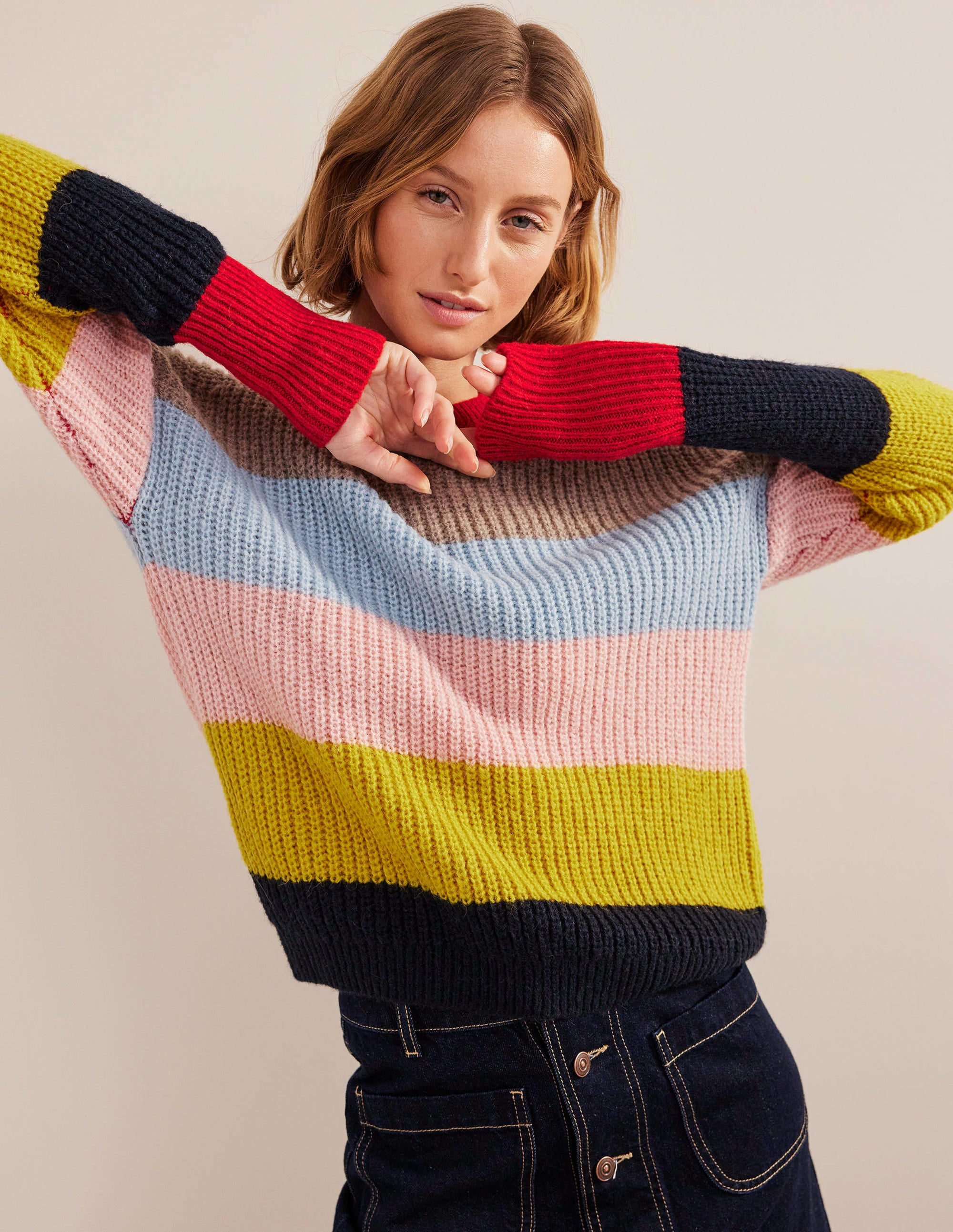 Flauschiger Pullover mit Streifen-Regenbogen/Bunt, Gestreift - Image 1