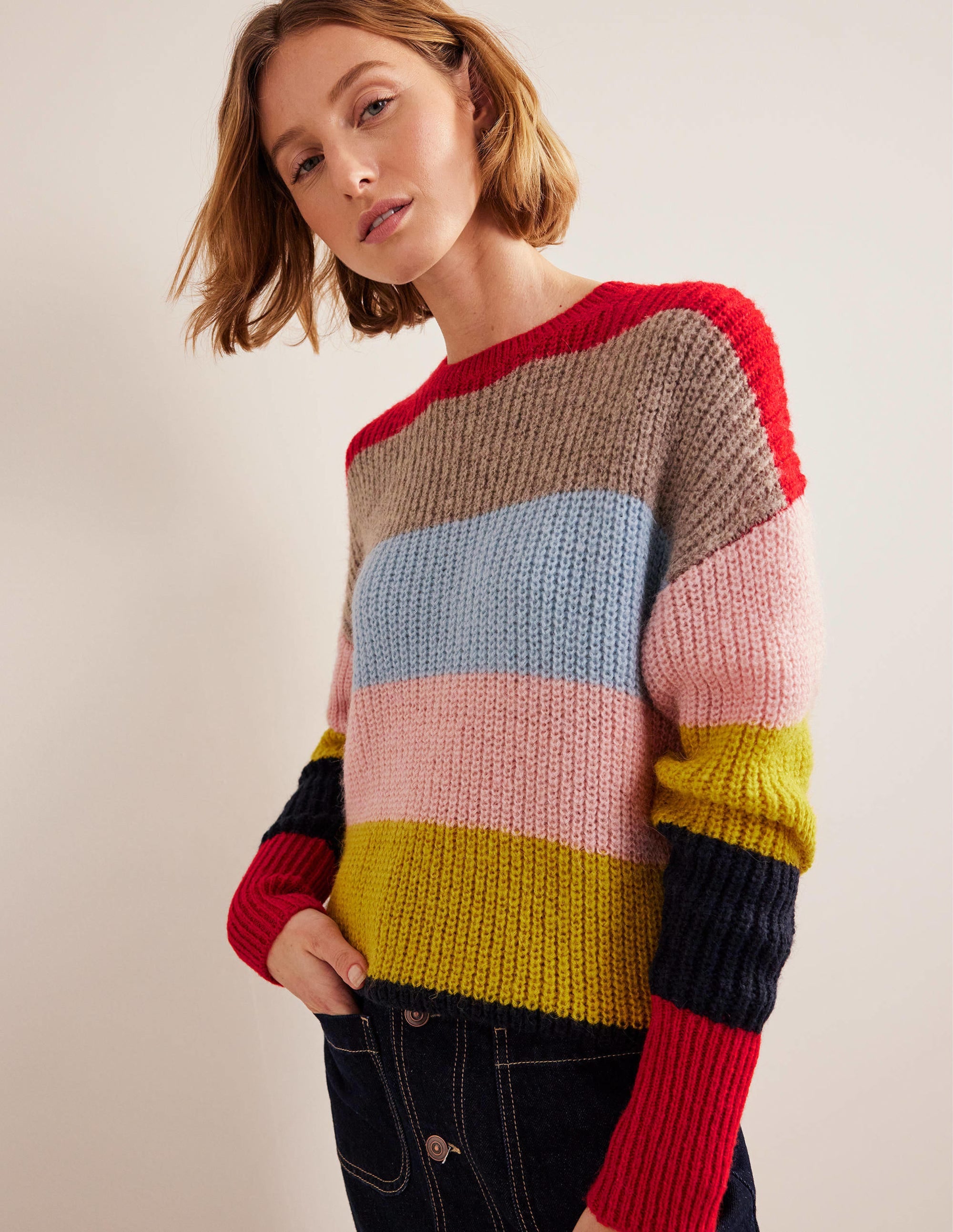 Flauschiger Pullover mit Streifen-Regenbogen/Bunt, Gestreift - Image 4