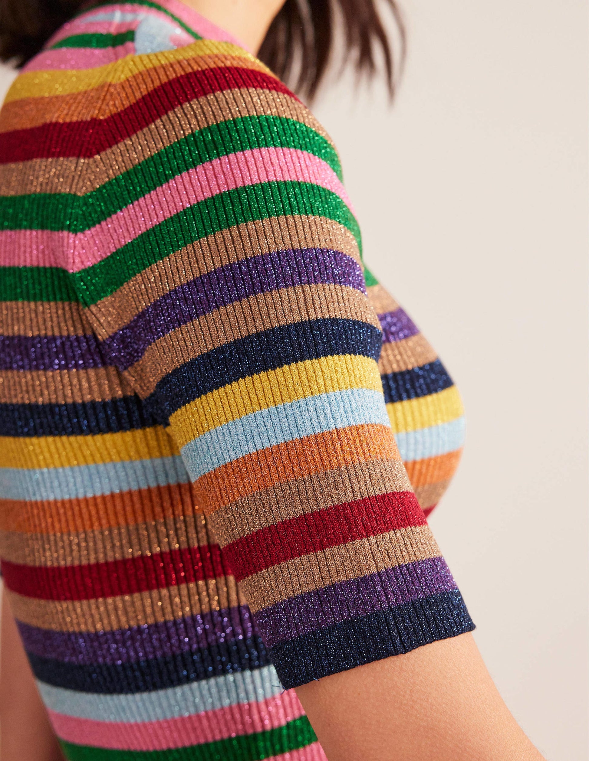 Sparkle High Neck Top-Sparkle Multi Stripe-4