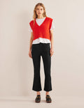 Fitted Cropped Flare Jeans-Black