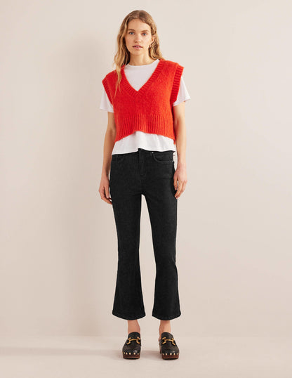 Anliegende 7/8-Jeans mit Schlag-Schwarz-1