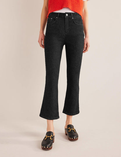 Anliegende 7/8-Jeans mit Schlag-Schwarz-4