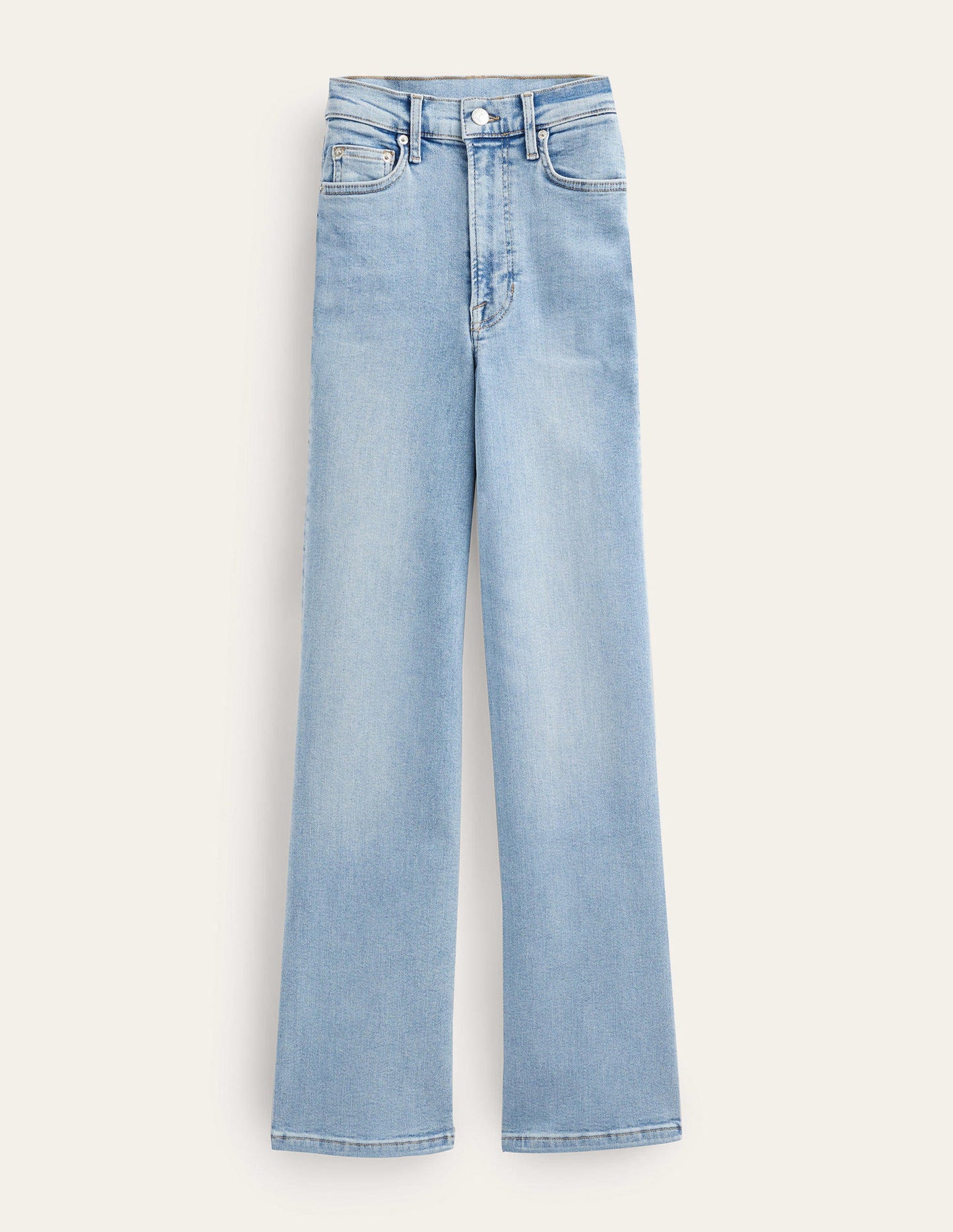 Hoch geschnittene Jeans mit klassisch geradem Bein-Helles Vintageblau