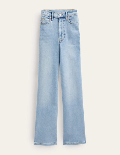 Hoch geschnittene Jeans mit klassisch geradem Bein-Helles Vintageblau