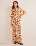 Leinenhose Highbury-Rostrot, Paisley-Wirbel