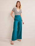 Pantalon Highbury en lin-Bleu sarcelle cristallin