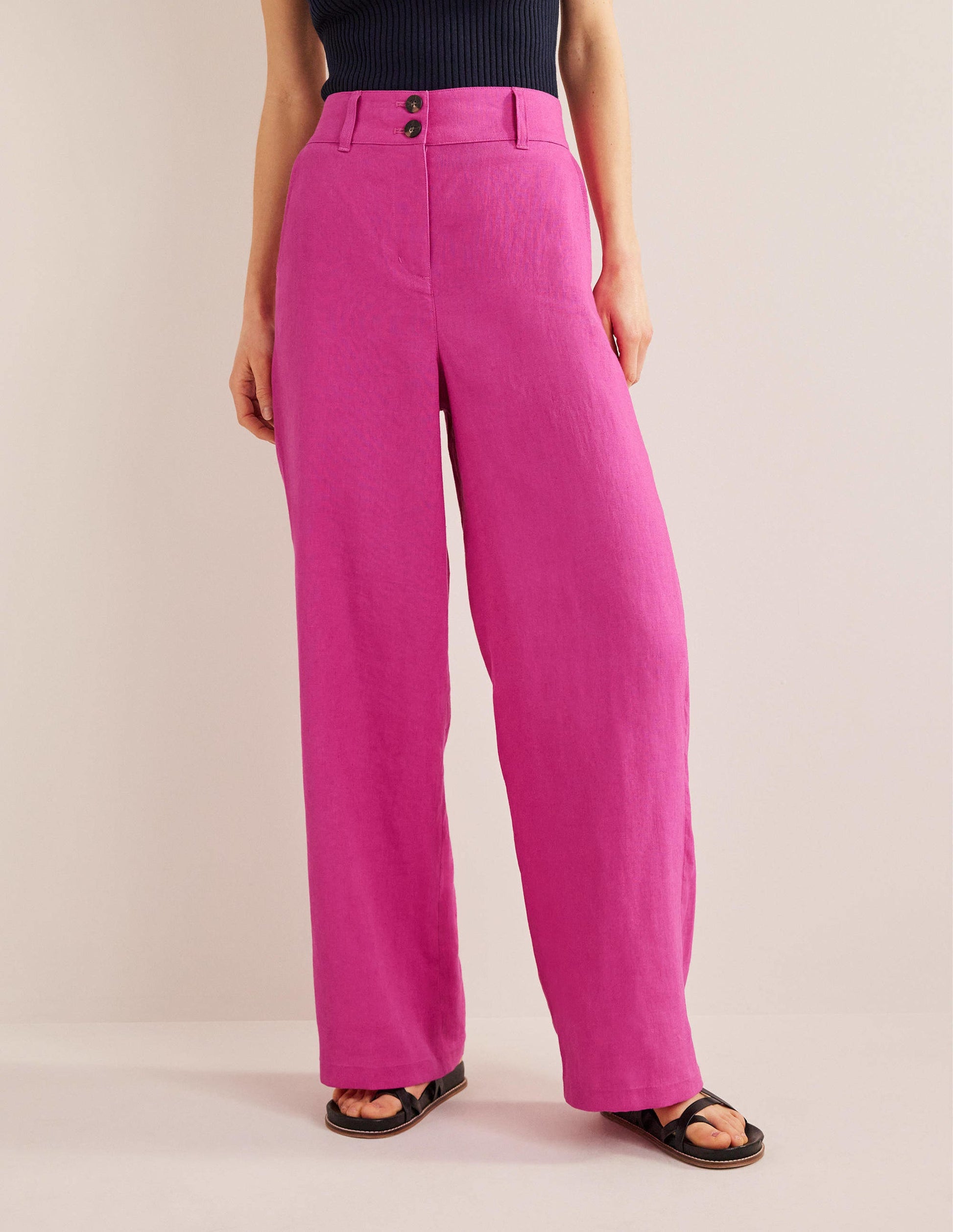 Pantalon Highbury en lin-Rose violet-4