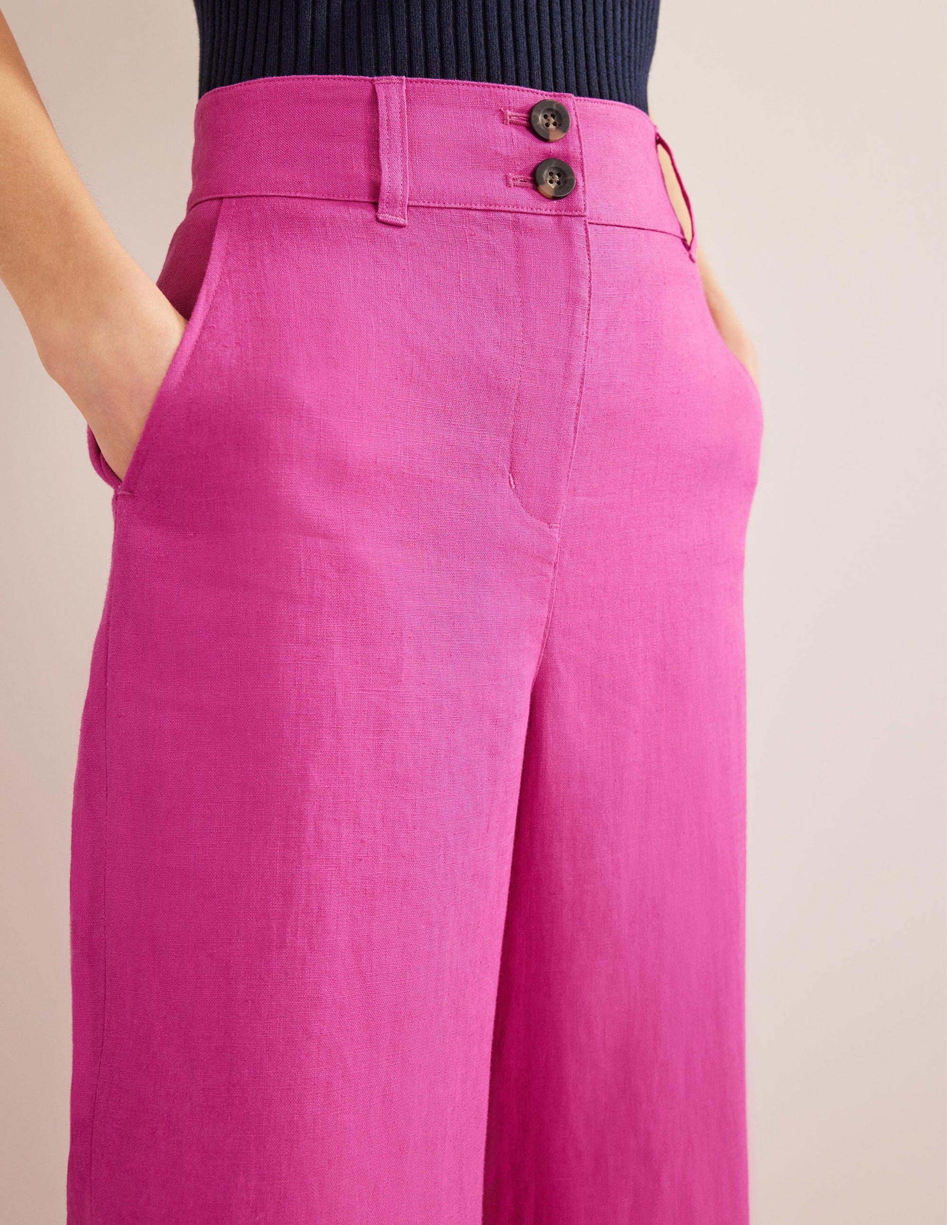 Pantalon Highbury en lin-Rose violet-5