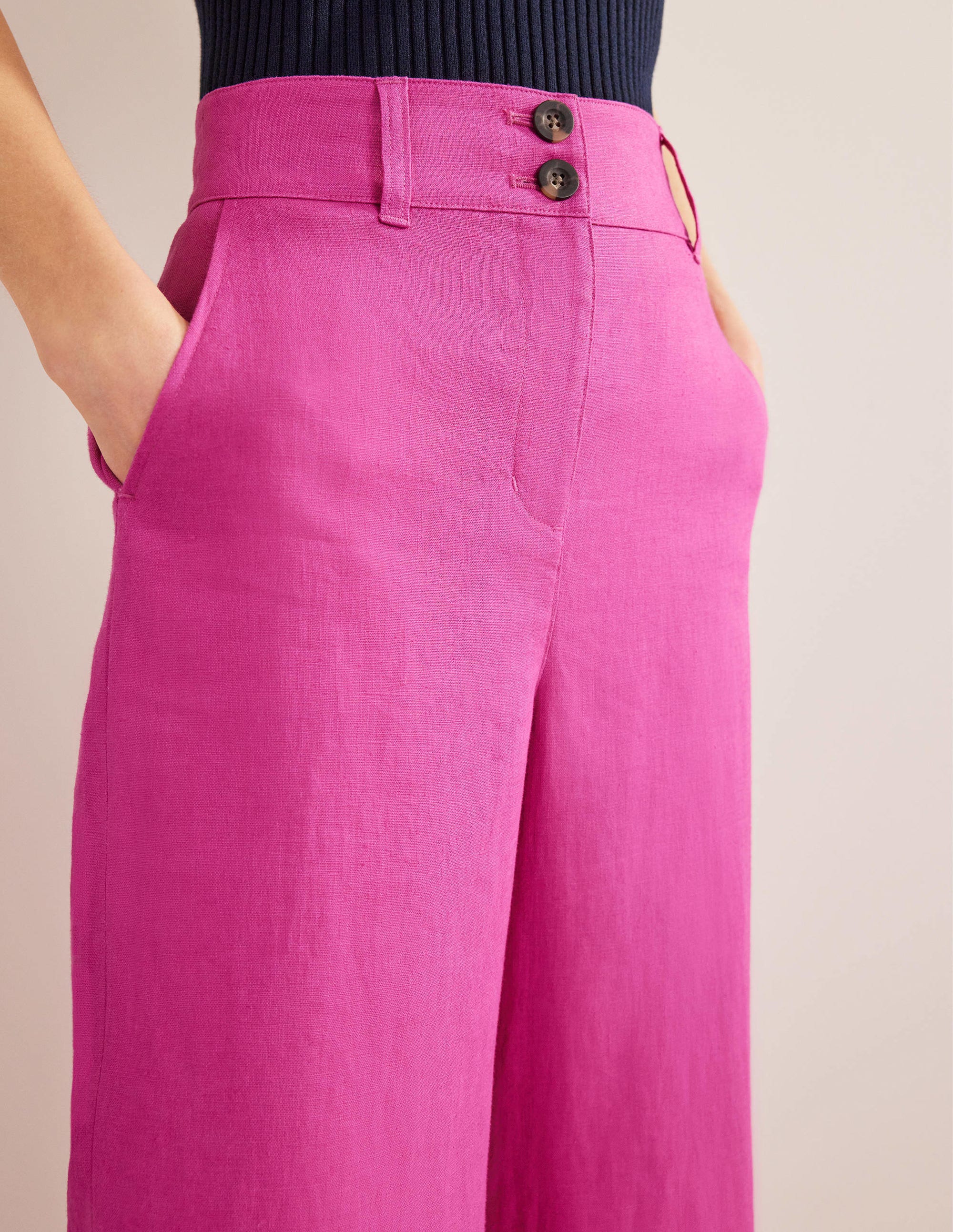 Pantalon Highbury en lin-Rose violet - Image 5