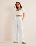 Pantalon Highbury en lin-Blanc