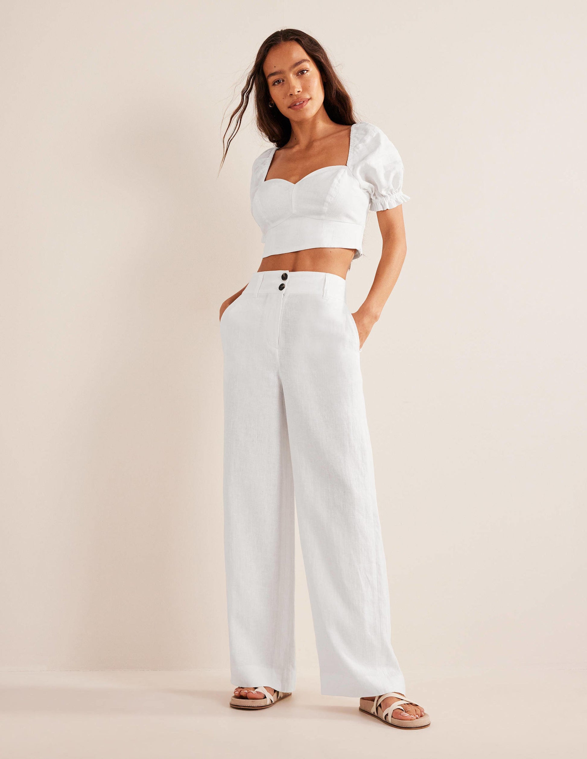 Pantalon Highbury en lin-Blanc-1