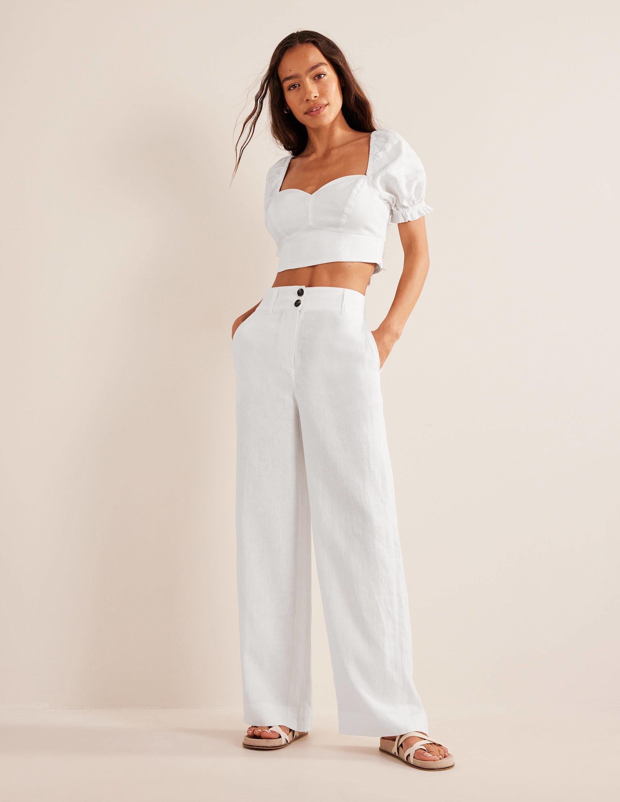 Pantalon Highbury en lin-Blanc - Image 1