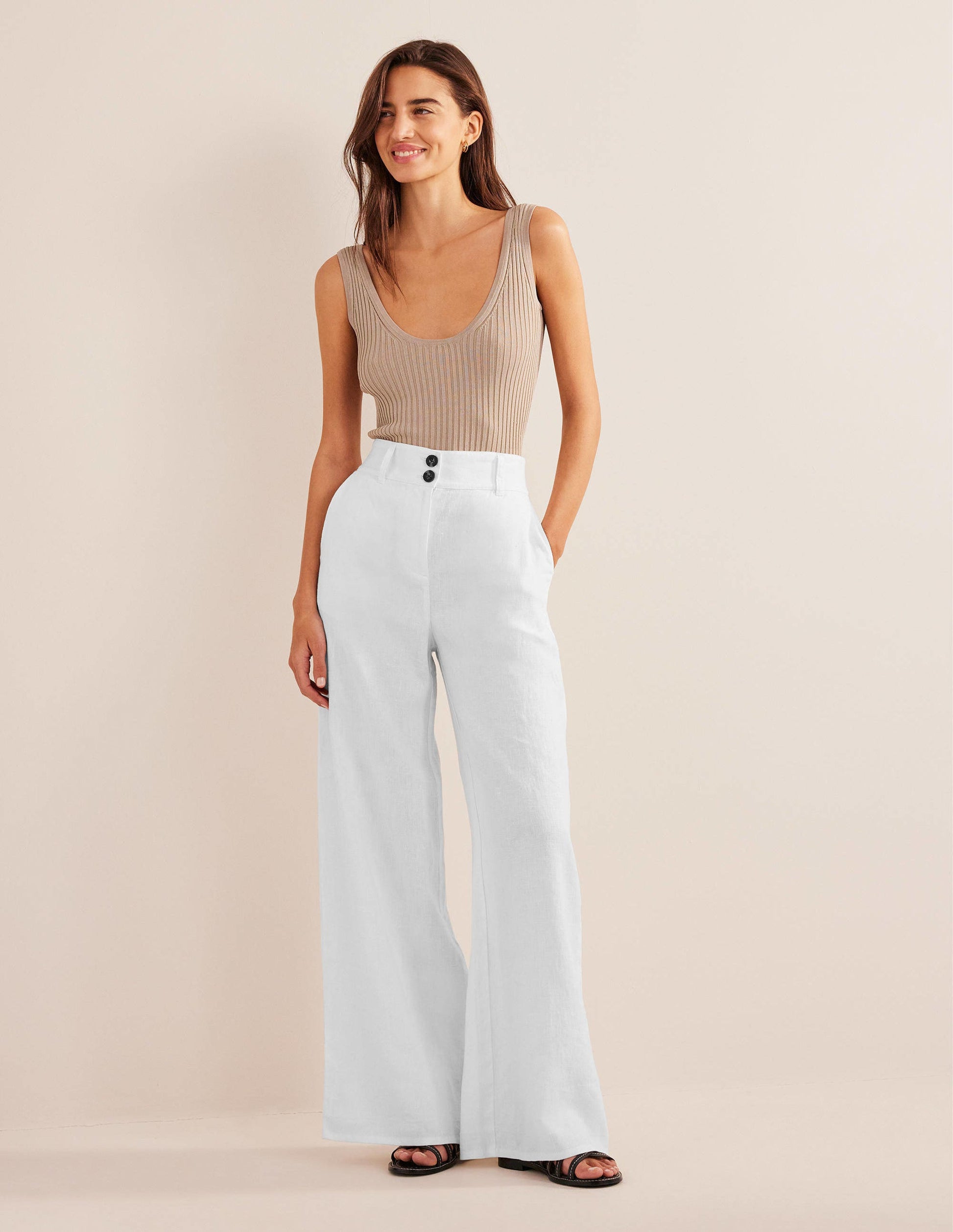 Pantalon Highbury en lin-Blanc-6