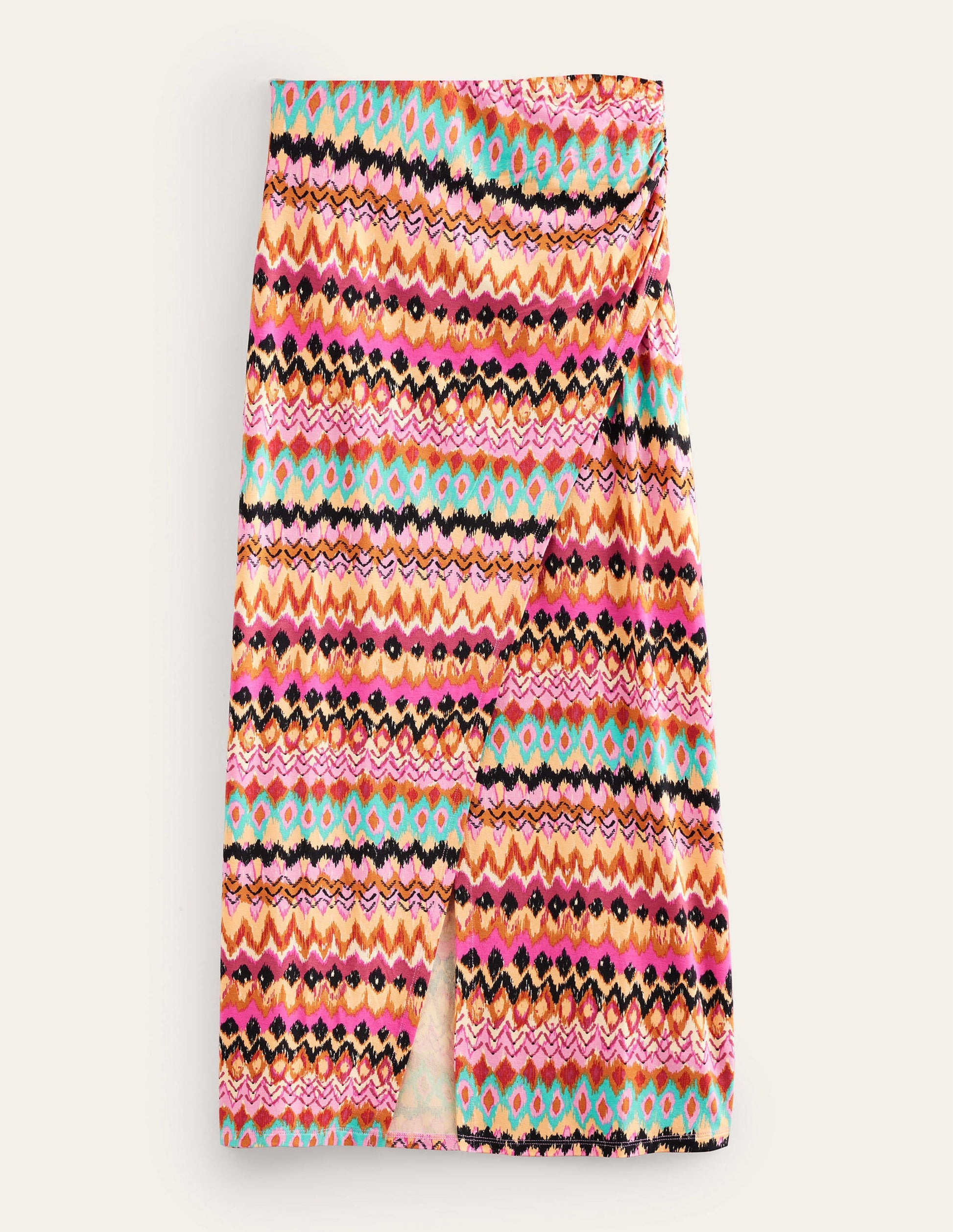Seitlich geschlitzter Jerseyrock-Bunt, Strukturiertes Ikat-5