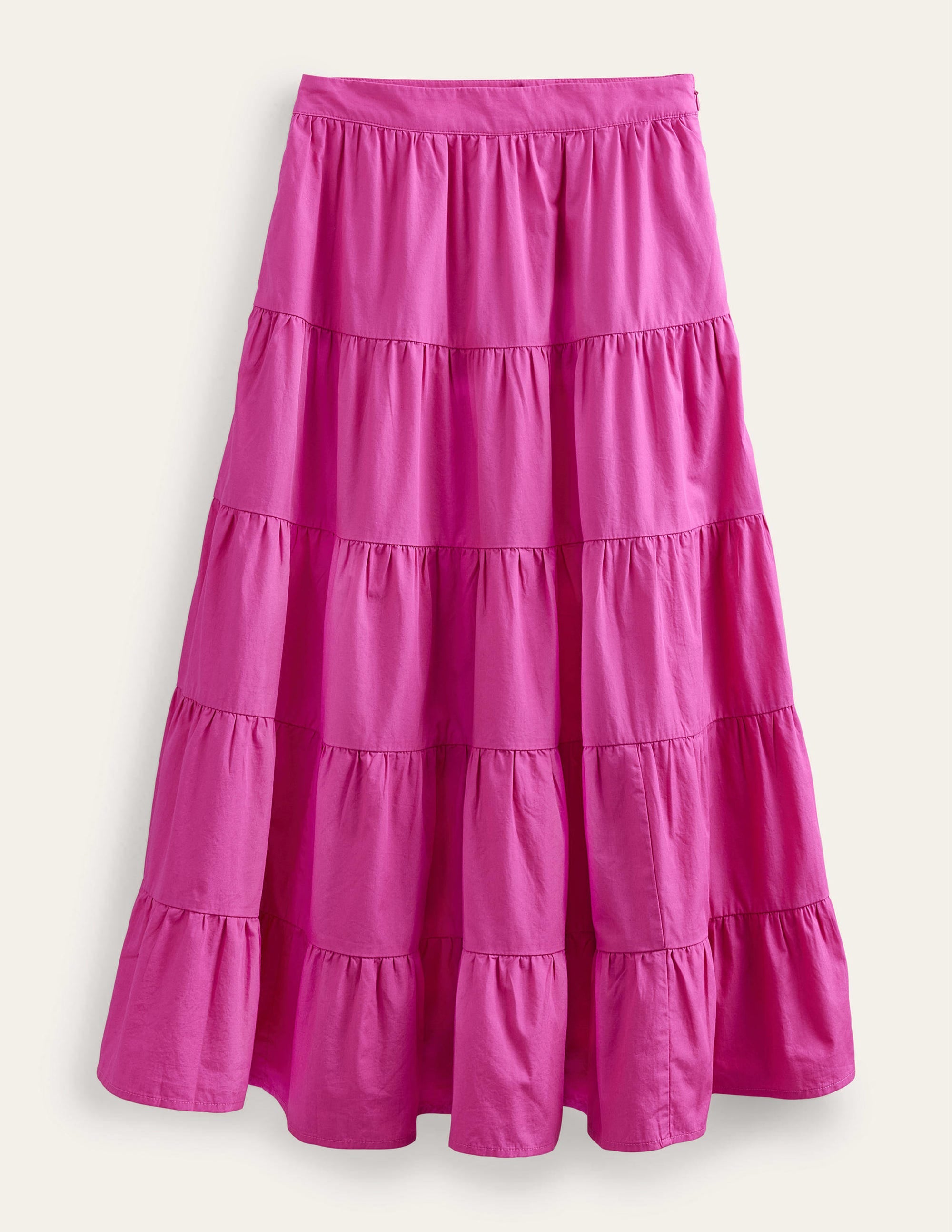 Jupe midi volantée en popeline-Rose violette - Image 6