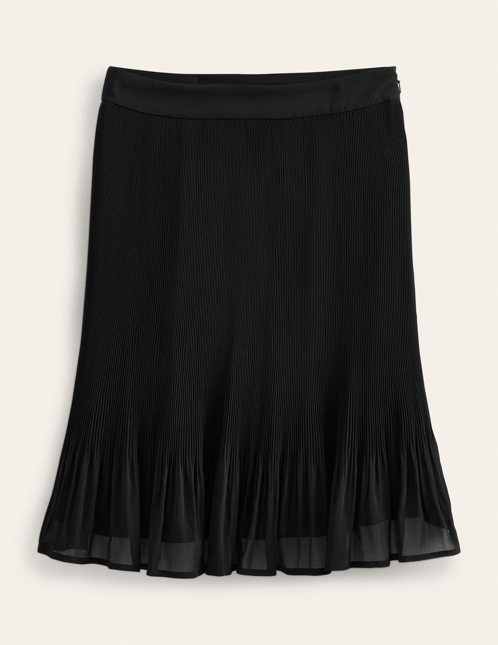 Knee Length Plisse Skirt-Black-6