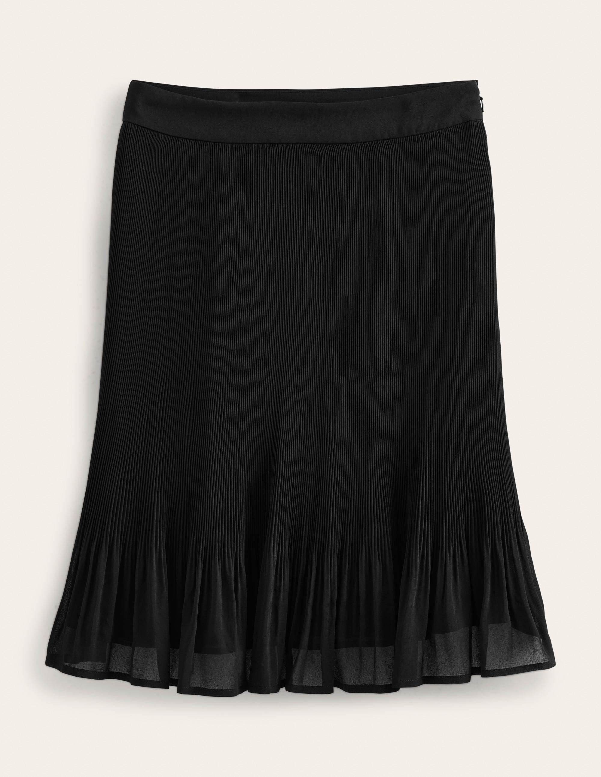 Knee Length Plisse Skirt-Black - Image 6
