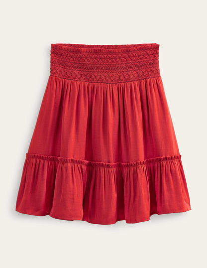 Minirock mit geraffter Taille-Tomatenrot