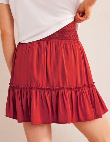 Minirock mit geraffter Taille-Tomatenrot