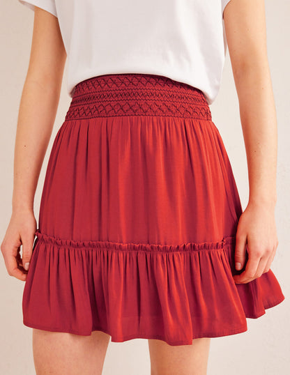 Minirock mit geraffter Taille-Tomatenrot
