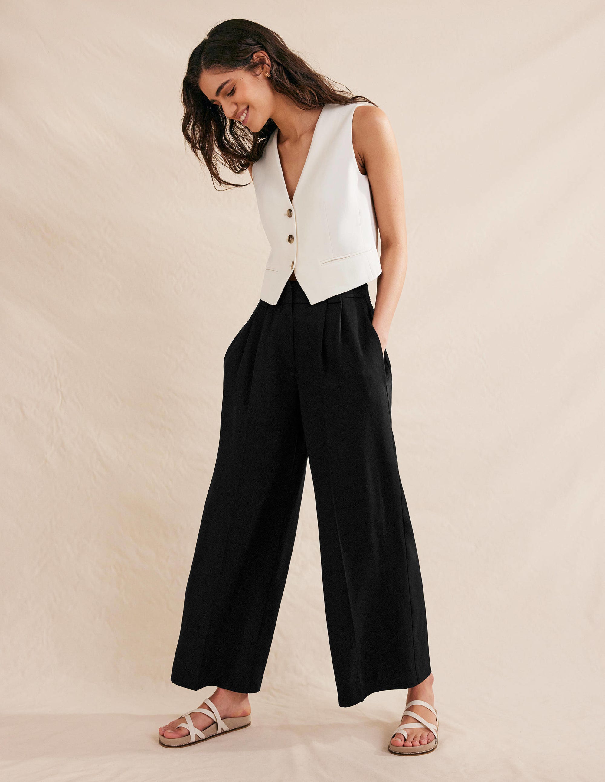 Islington Wide Leg Trousers-Black - Image 1