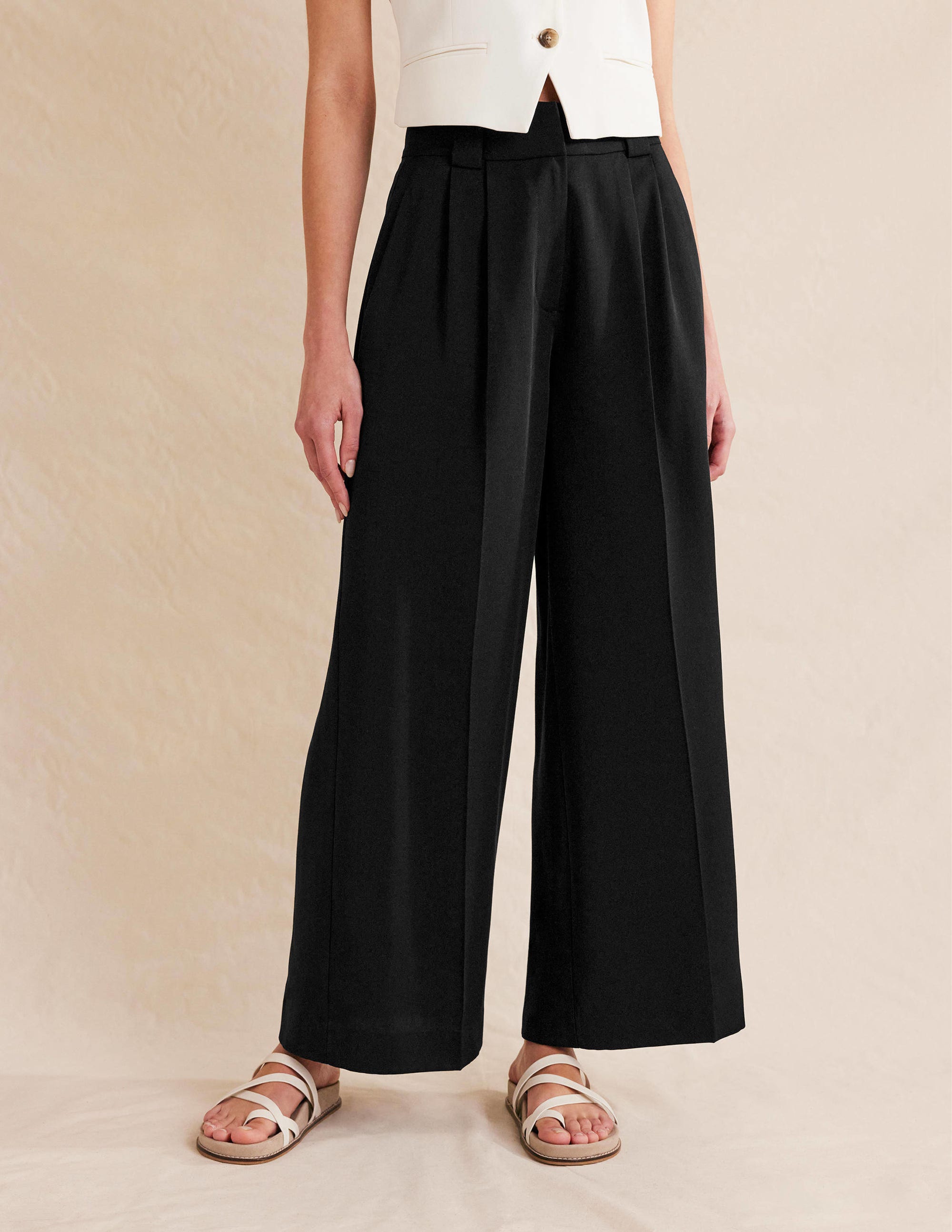 Islington Wide Leg Trousers-Black - Image 4