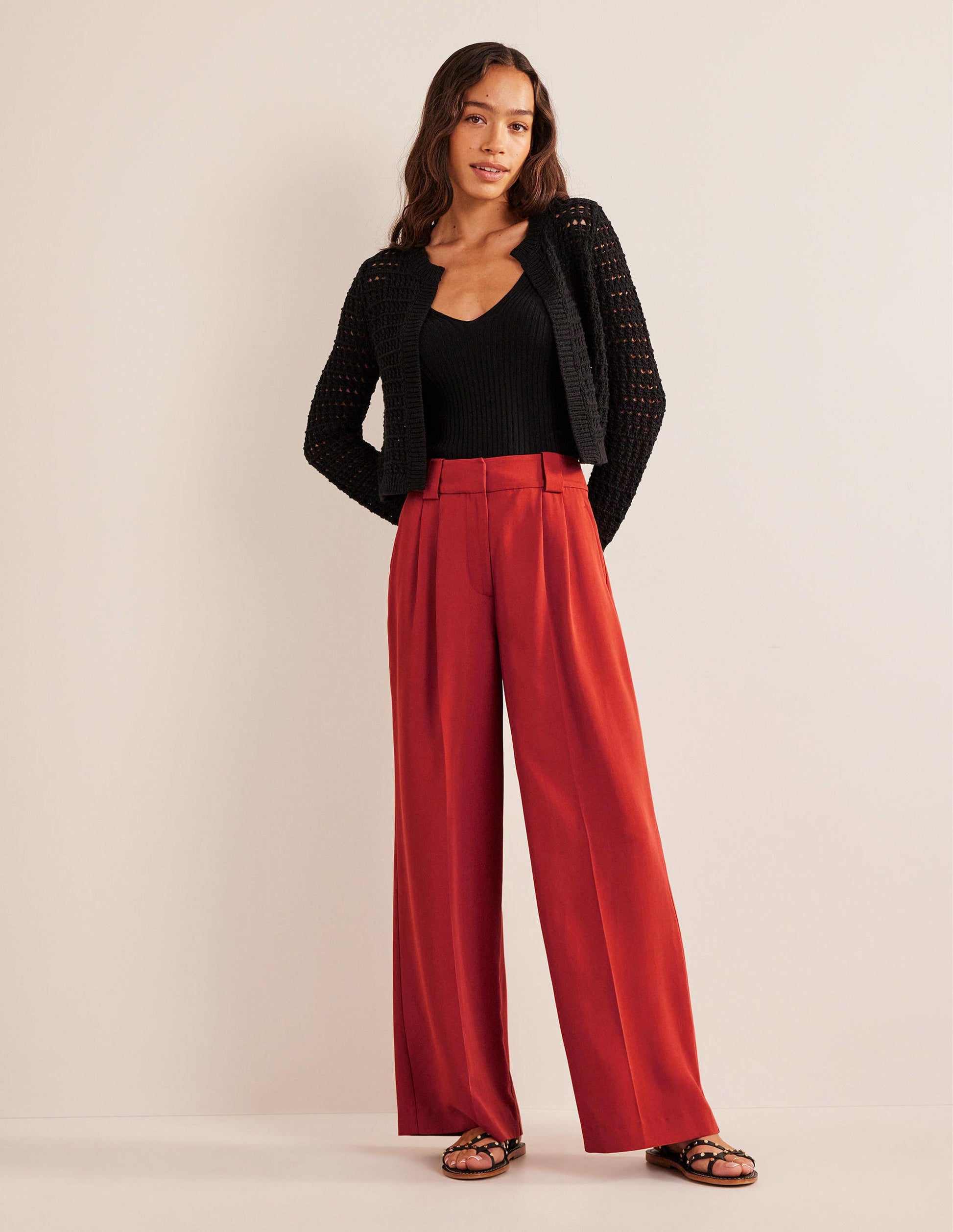 Islington Hose mit weitem Bein-Tomatenrot-1