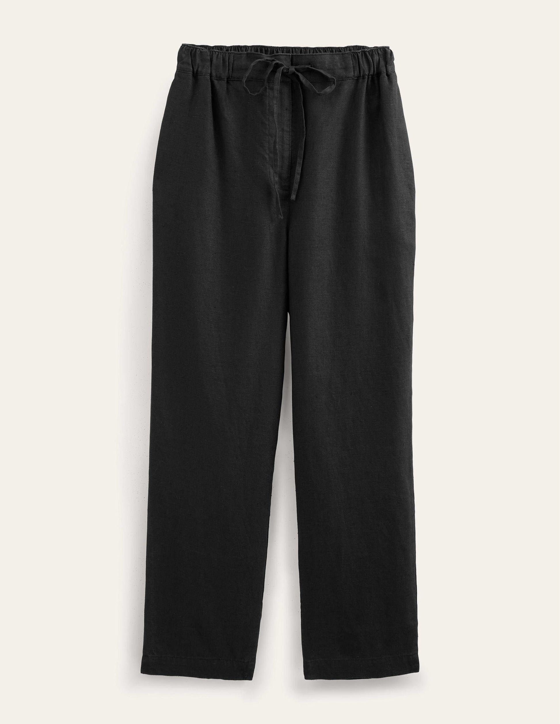 Relaxed Linen Pull On Trousers-Black-5