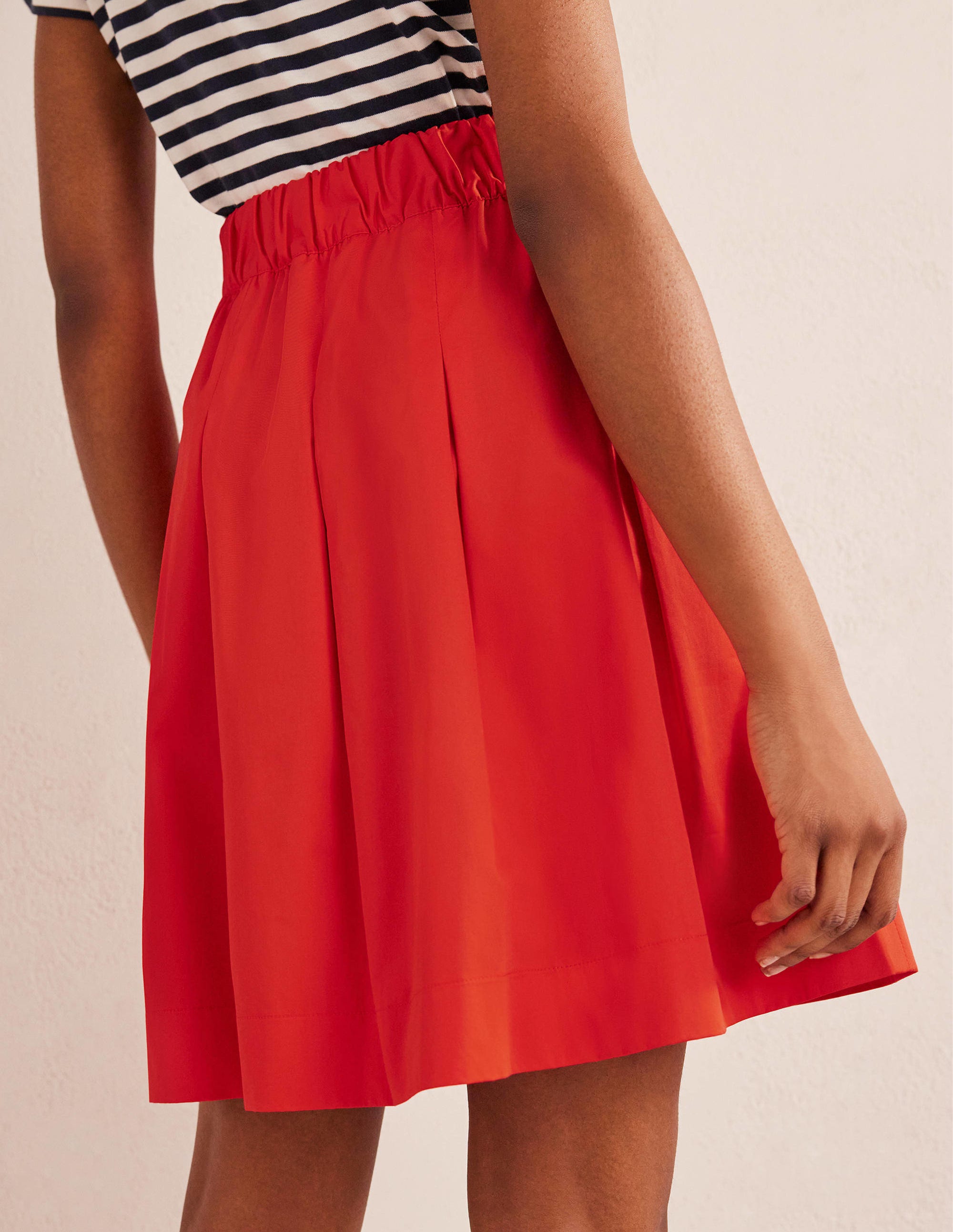 Jupe plissée en coton-Rouge vermillon - Image 3