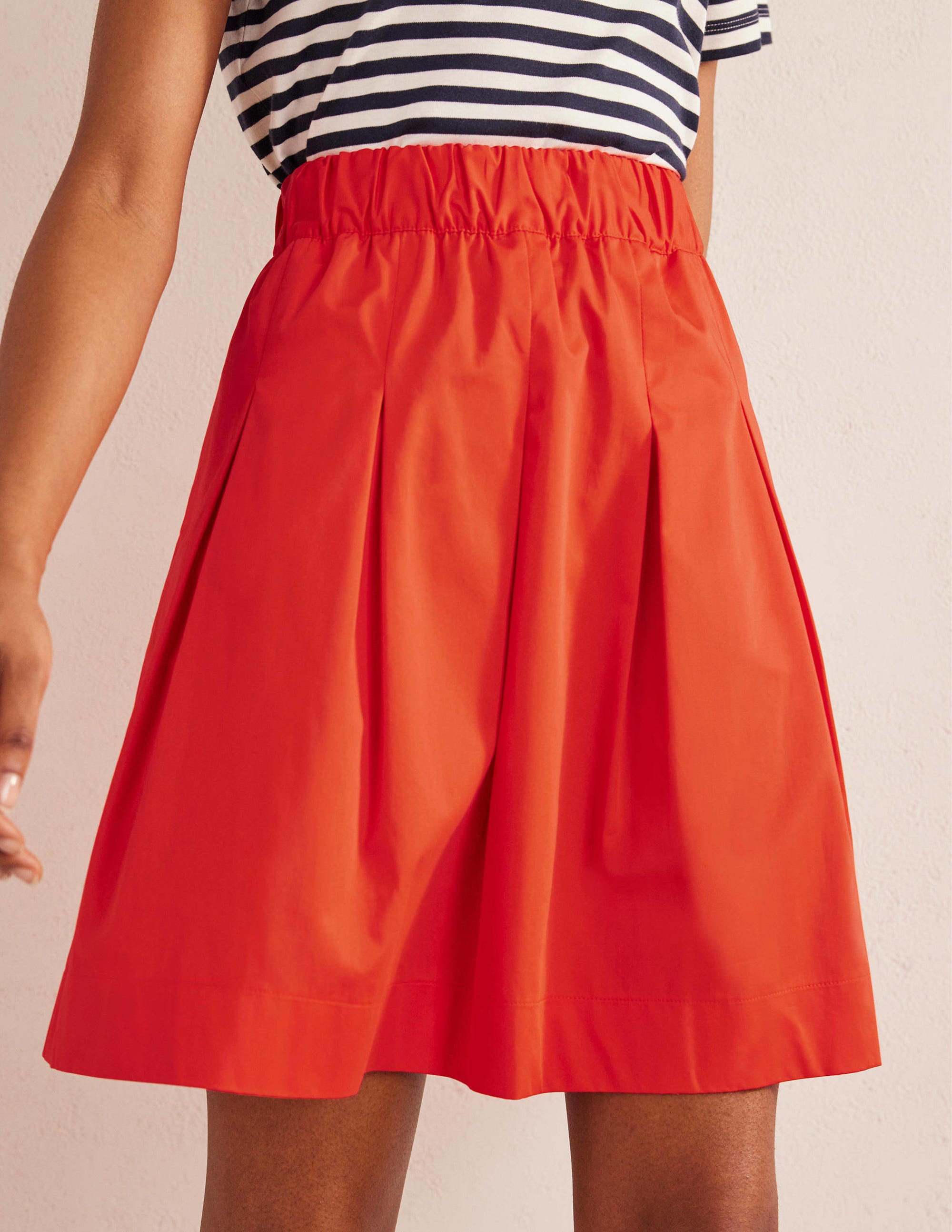 Jupe plissée en coton-Rouge vermillon - Image 4