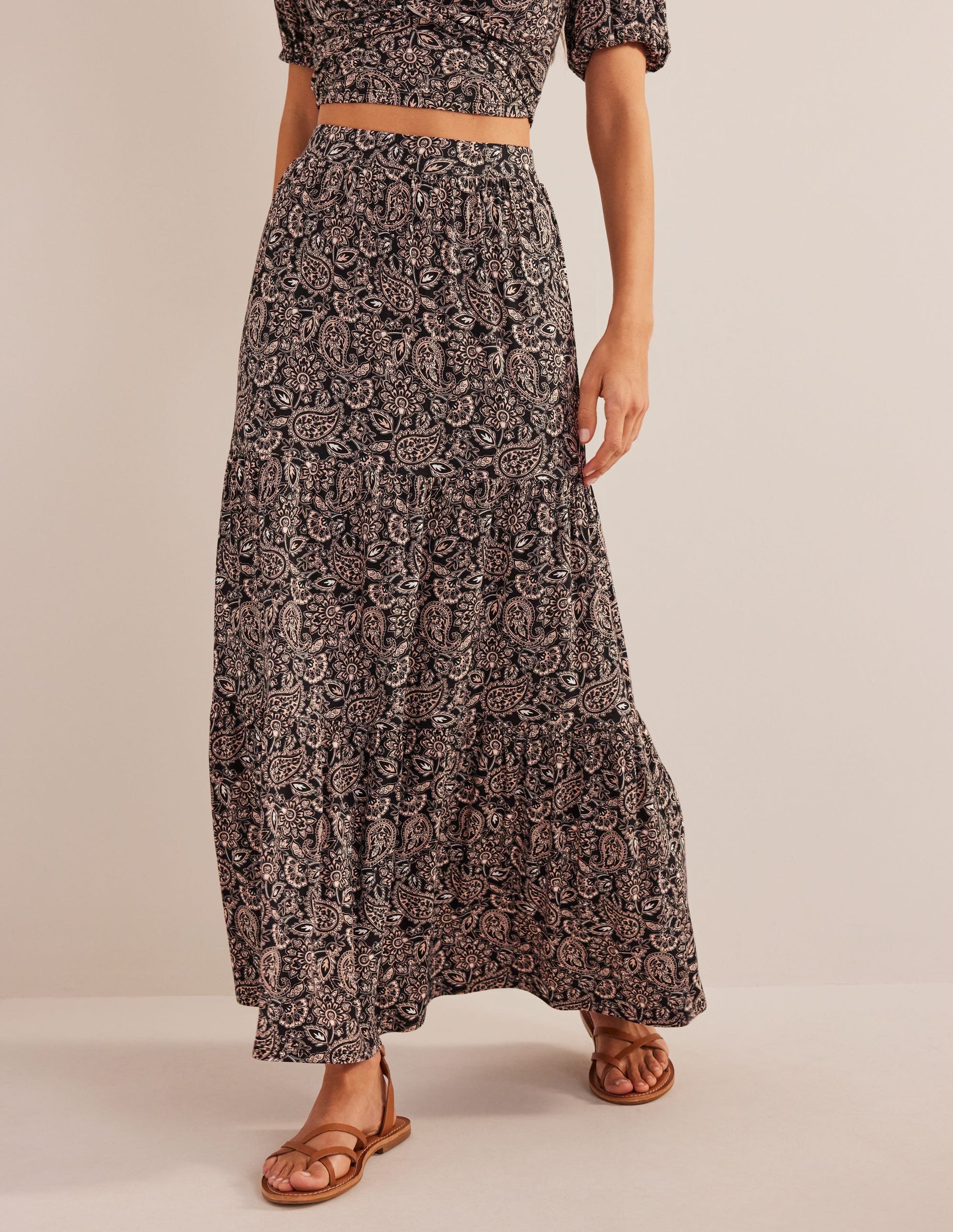 Jupe longue en jersey-Noir, motif Paisley Terrace-4