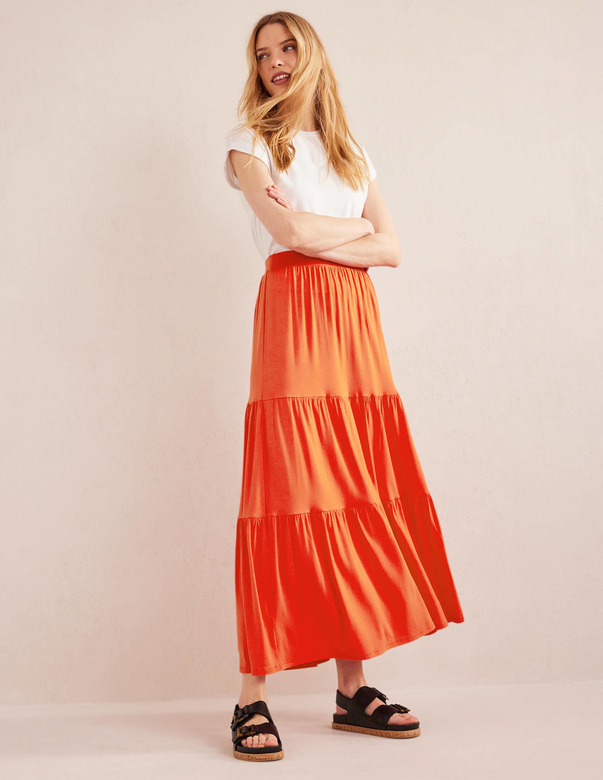 Jersey Maxi Skirt-Vermillion - Image 1