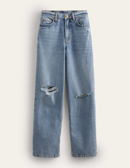 Jean ample taille mi-haute-Délavage moyen-7
