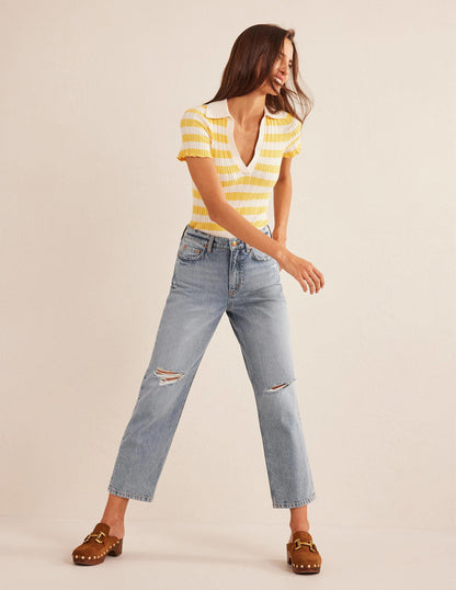 Jean ample taille mi-haute-Délavage moyen-1