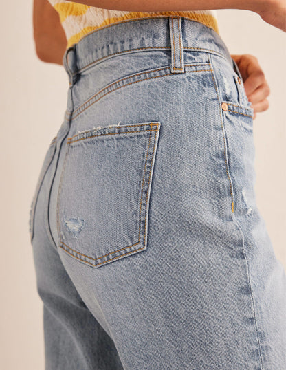 Jean ample taille mi-haute-Délavage moyen-2